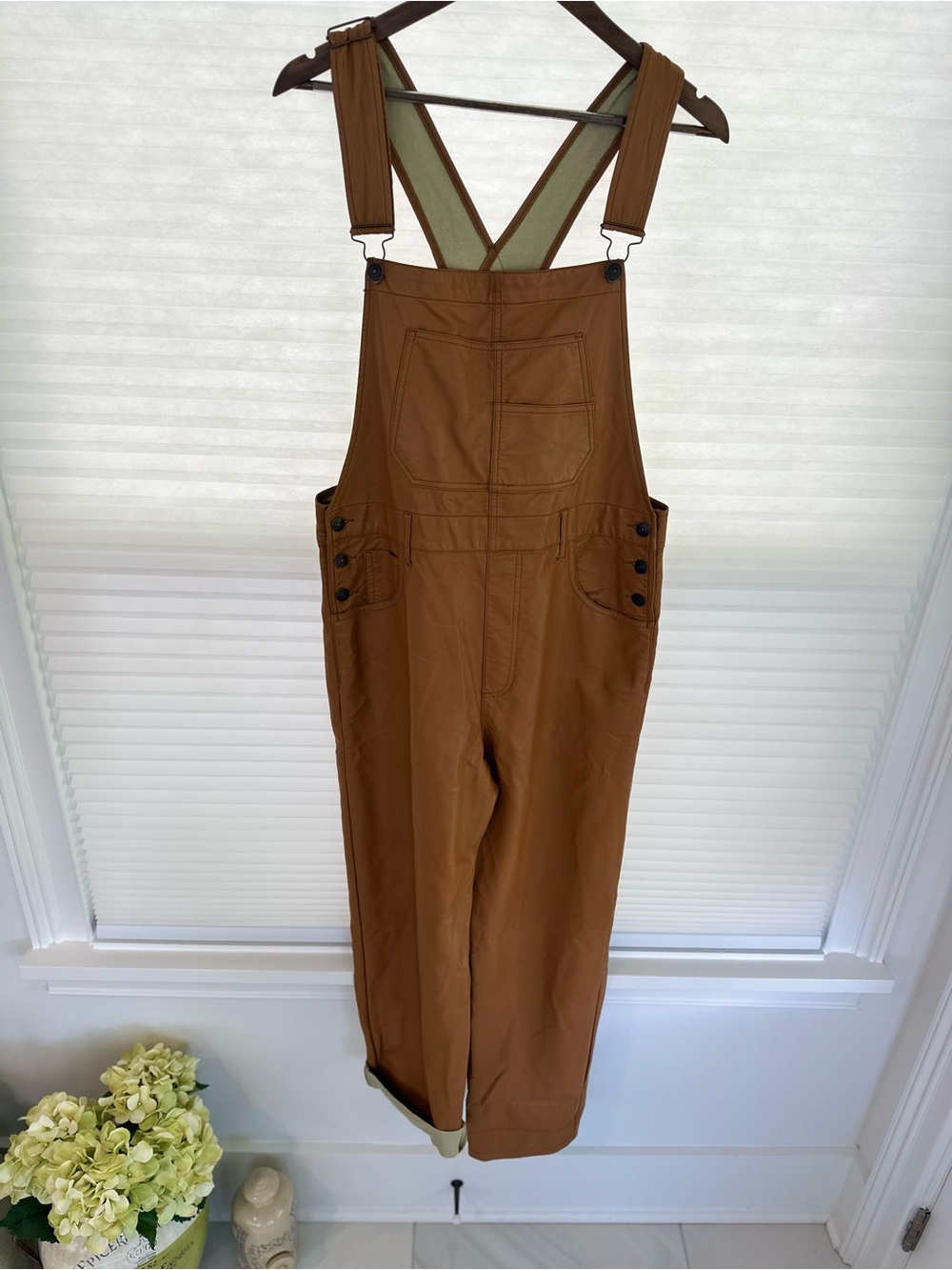 Free People We The Free Ziggy Vegan Leather Overalls Medium